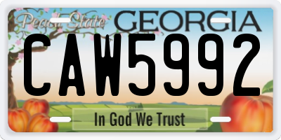 GA license plate CAW5992