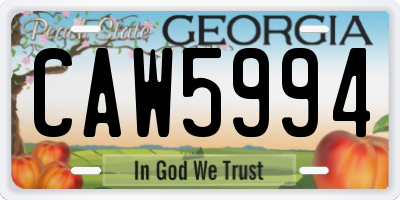 GA license plate CAW5994