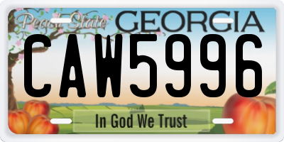GA license plate CAW5996