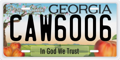 GA license plate CAW6006