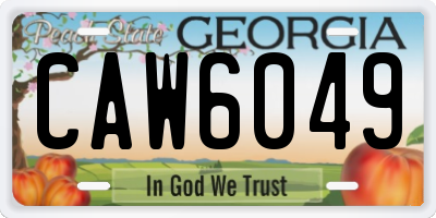 GA license plate CAW6049