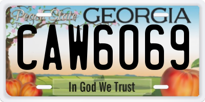 GA license plate CAW6069