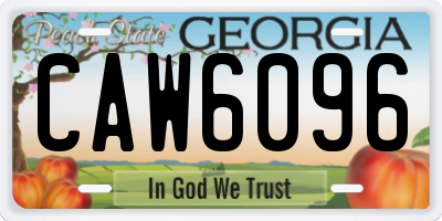 GA license plate CAW6096