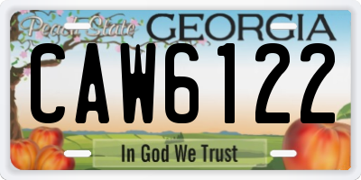 GA license plate CAW6122