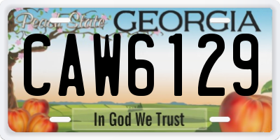 GA license plate CAW6129