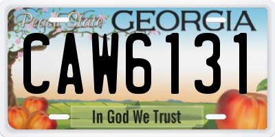 GA license plate CAW6131