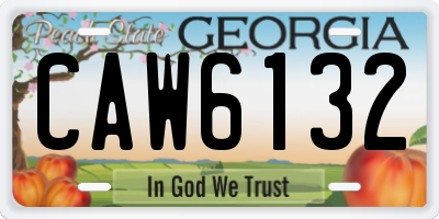 GA license plate CAW6132