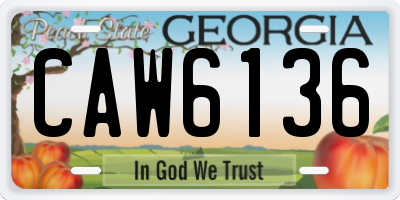 GA license plate CAW6136