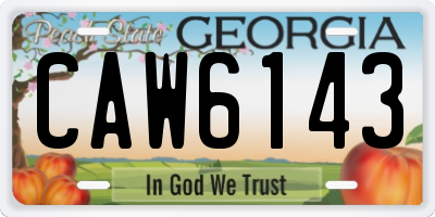 GA license plate CAW6143