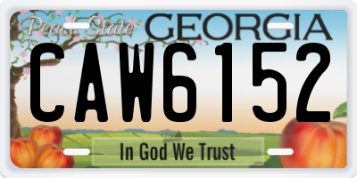 GA license plate CAW6152