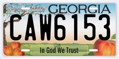 GA license plate CAW6153