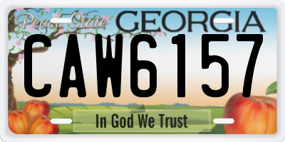 GA license plate CAW6157