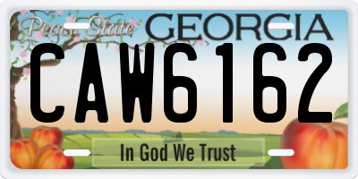 GA license plate CAW6162