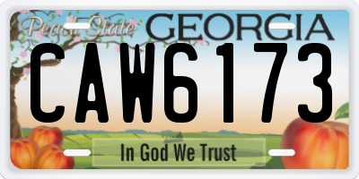 GA license plate CAW6173
