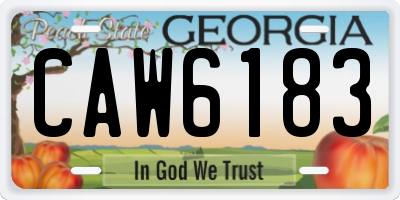 GA license plate CAW6183