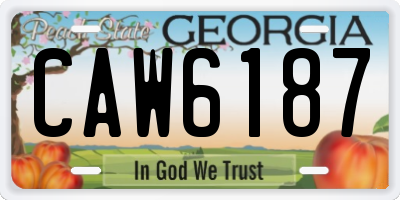 GA license plate CAW6187