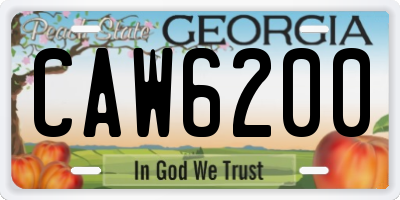 GA license plate CAW6200