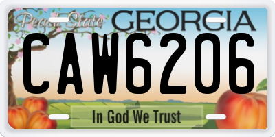 GA license plate CAW6206