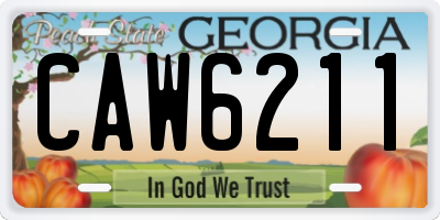 GA license plate CAW6211