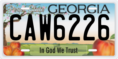 GA license plate CAW6226