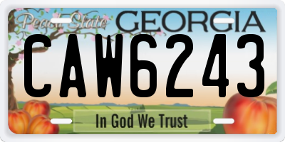 GA license plate CAW6243