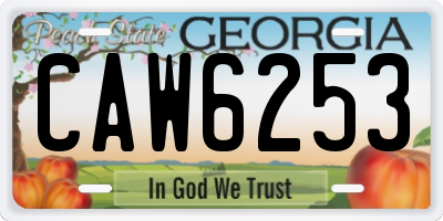 GA license plate CAW6253