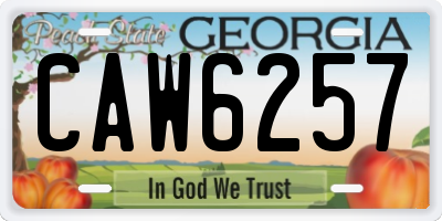 GA license plate CAW6257