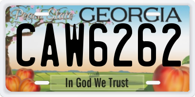 GA license plate CAW6262
