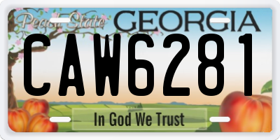 GA license plate CAW6281