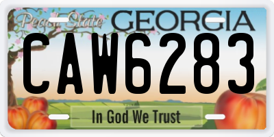 GA license plate CAW6283