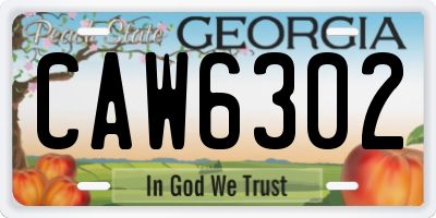 GA license plate CAW6302