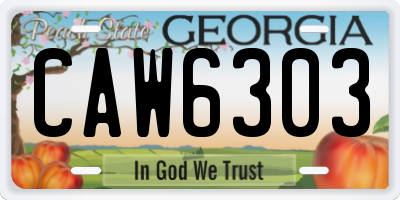 GA license plate CAW6303