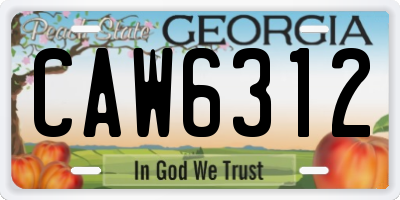 GA license plate CAW6312