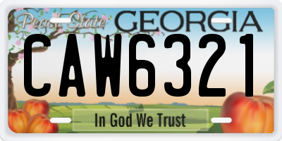 GA license plate CAW6321