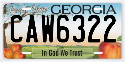 GA license plate CAW6322