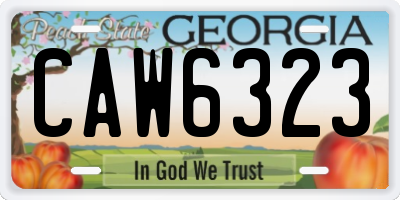 GA license plate CAW6323