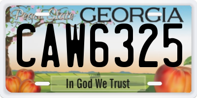 GA license plate CAW6325