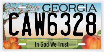 GA license plate CAW6328