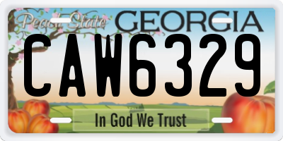 GA license plate CAW6329
