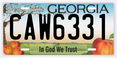 GA license plate CAW6331
