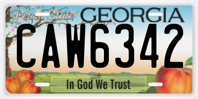 GA license plate CAW6342