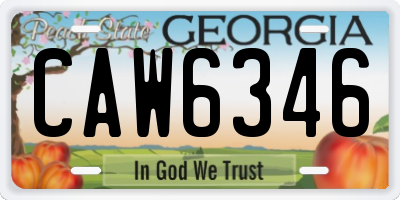 GA license plate CAW6346