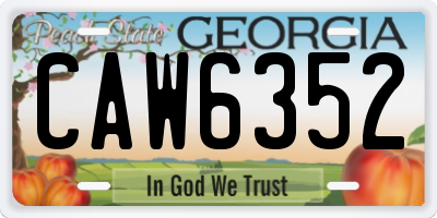 GA license plate CAW6352