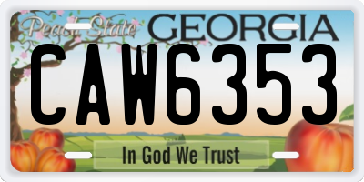 GA license plate CAW6353