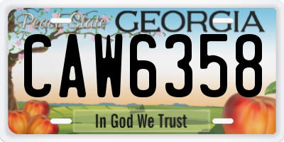 GA license plate CAW6358