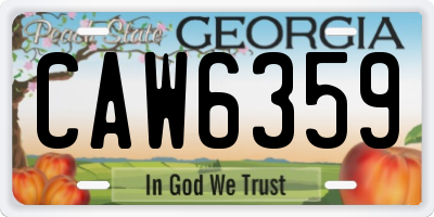 GA license plate CAW6359