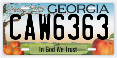 GA license plate CAW6363