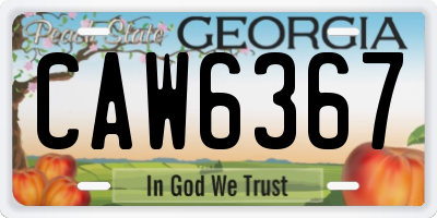 GA license plate CAW6367
