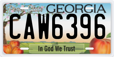 GA license plate CAW6396