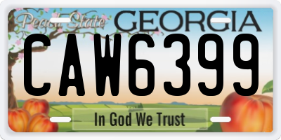 GA license plate CAW6399